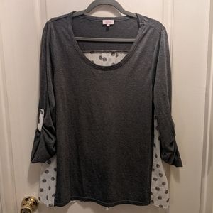 Stitch Fix Pixley Mixed Media Top, Polka Dot, SZ L